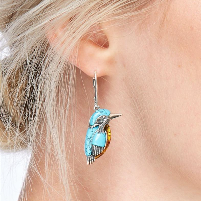 Vintage Turquoise Bird Earrings