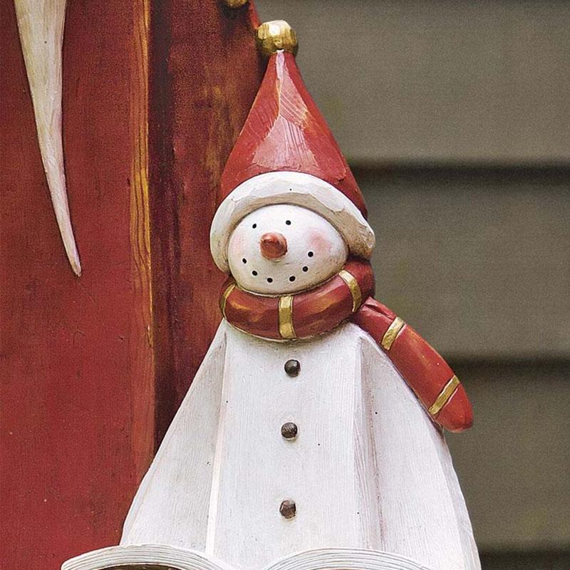 Santa and Snowman Sculpture with Solar Lantern