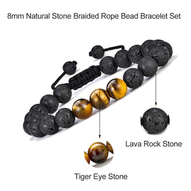 Tiger Eye Lava Rock Stone Bracelet