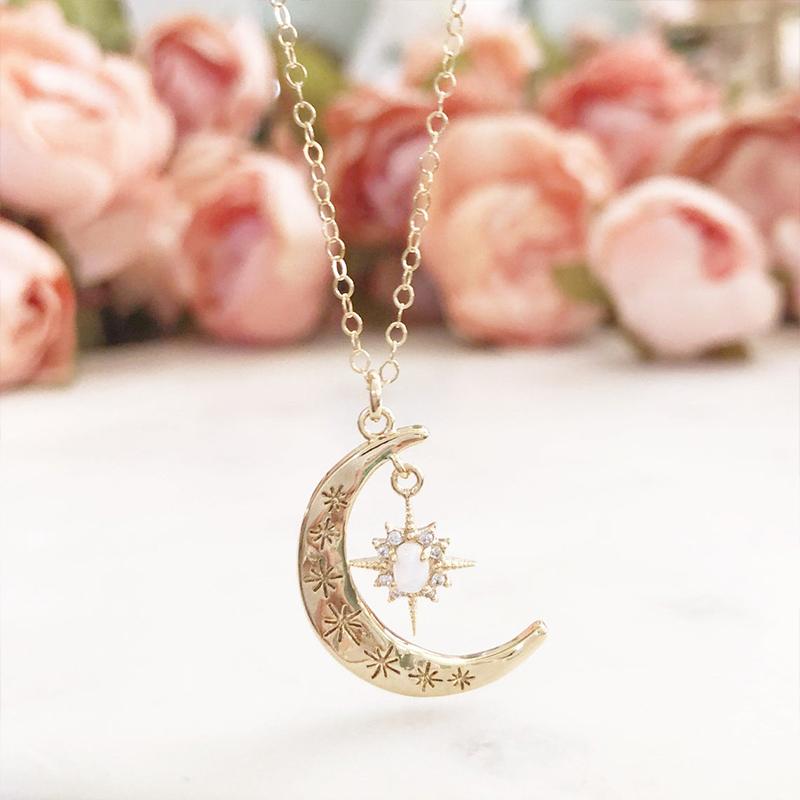 Crescent Moon & Sun Necklace