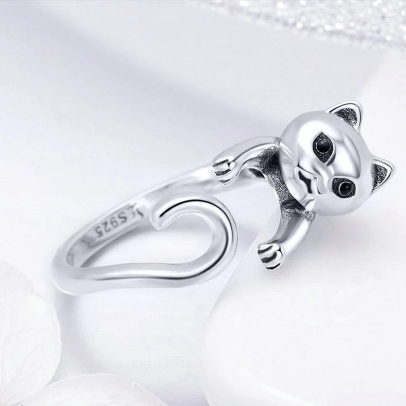 Naughty Silver Cat Ring