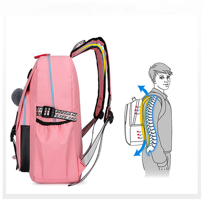 High School Backpack with USB Charging Port