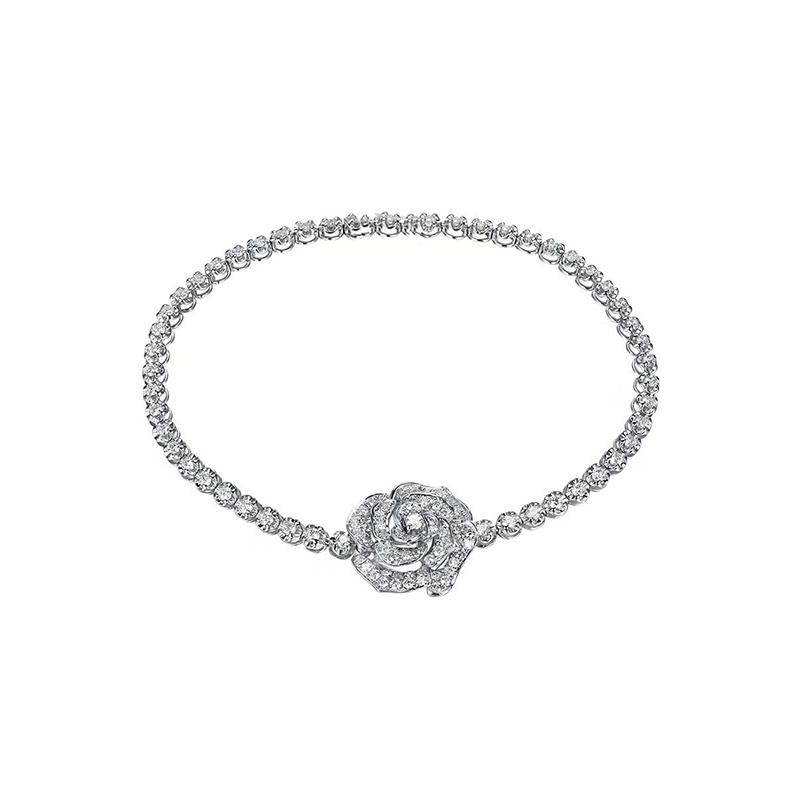 Rose Rhinestone Bracelet and Necklace