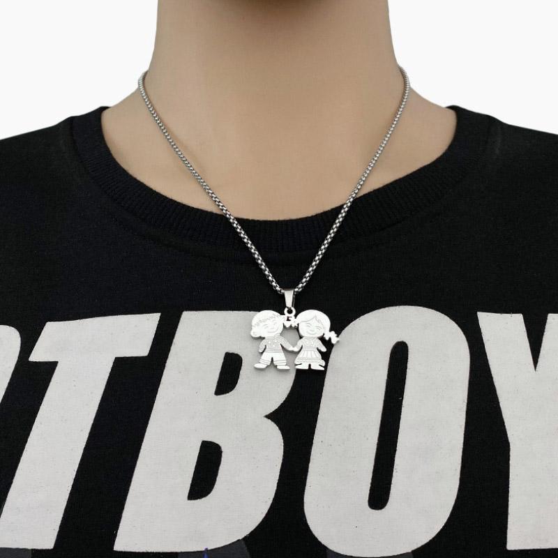 Boy And Girl Stainless Steel Pendant