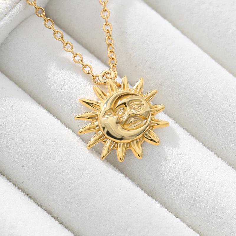 Vintage Sun and Moon Stainless Steel Necklace