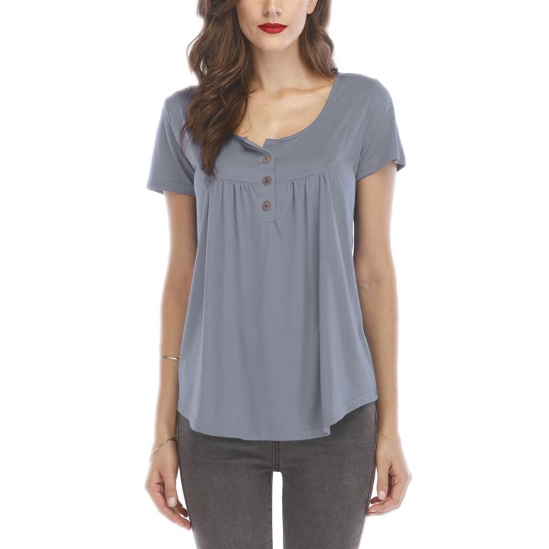 Casual Short Sleeve Button Top for Women