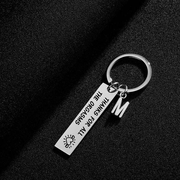 Naughty Keychain/Charm Couple Key Ring with letter pendant